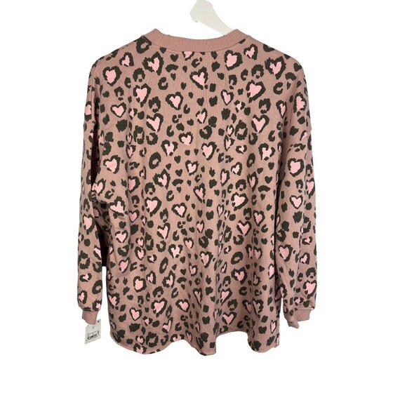Mighty Fine Leopard Print Sweatshirt Pink Animal Print Pullover Women’s XS - Picture 2 of 9